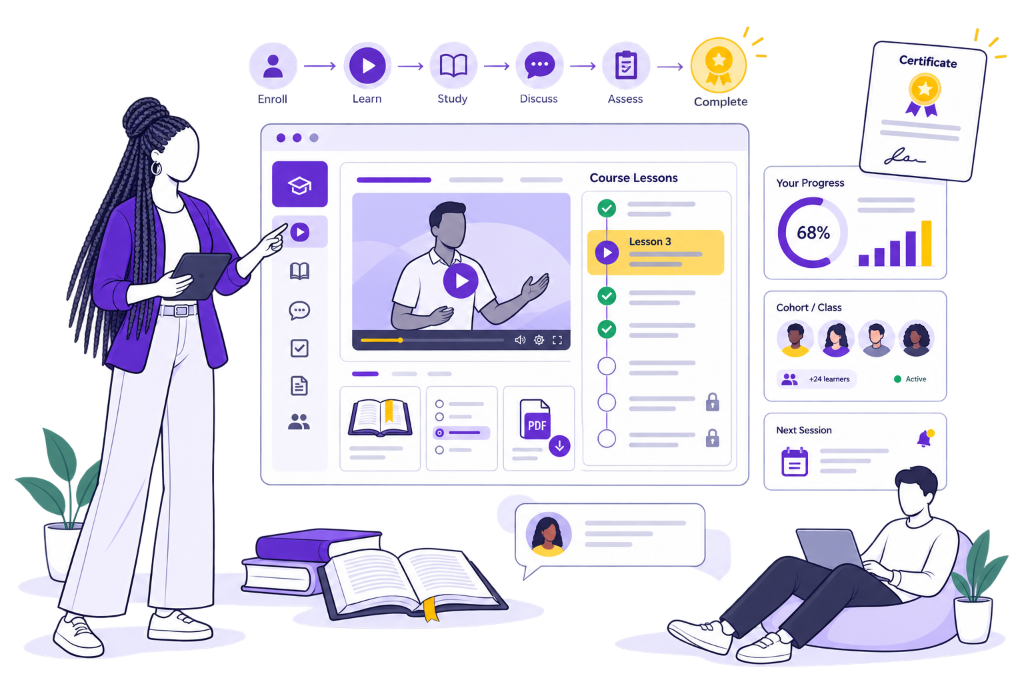 Churchtell Church Discipleship & LMS Training Platform — Structured Bible Academy, Video Lessons, Cohort Progress Tracking, and Digital Certificates