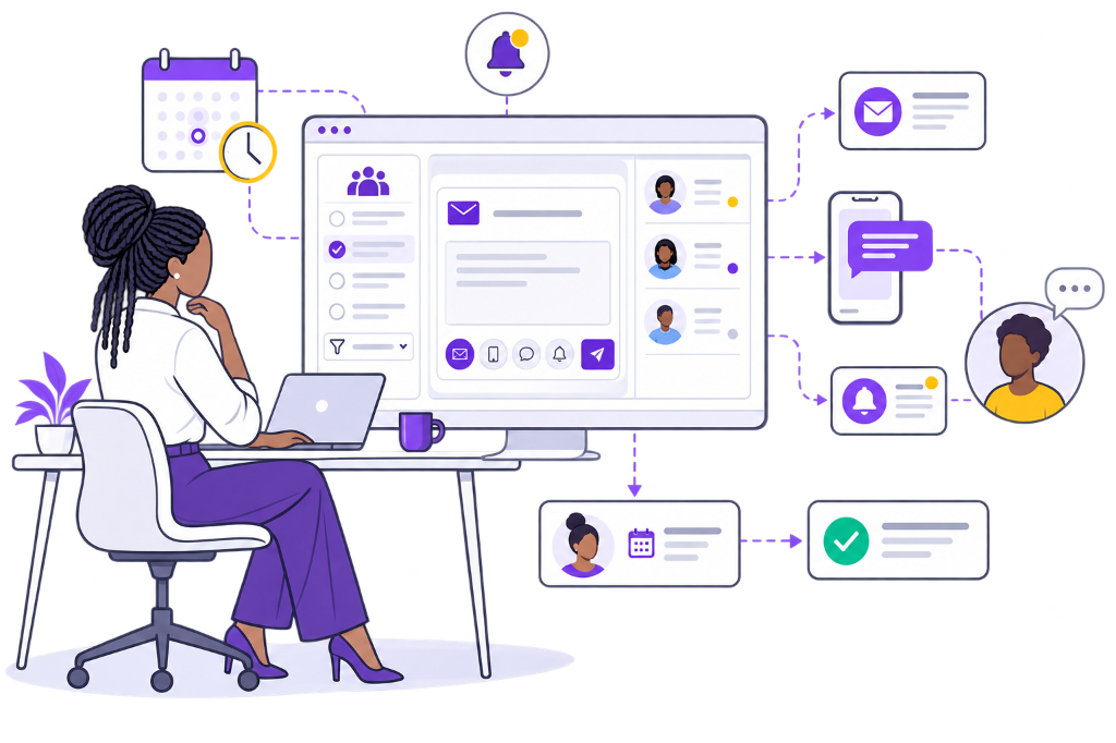 Churchtell Ministry Messaging & Outreach System — Automated SMS Campaigns, Targeted Church Email Newsletters, and Visitor Follow-Up